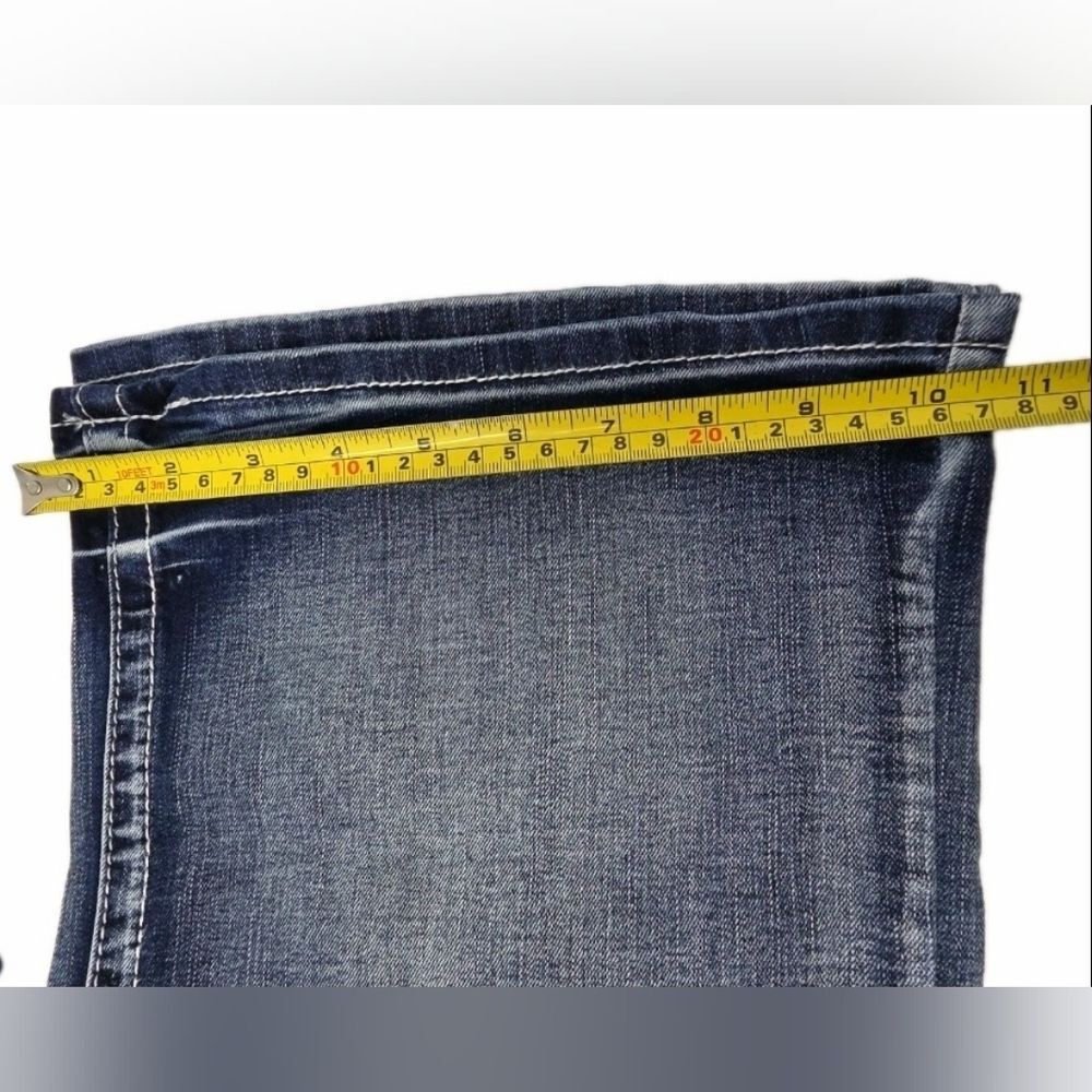 Vanity Uplift Orange Stitch Flare Blue Jeans 33x33 Mid-rise Women's NWT - Picture 15 of 15